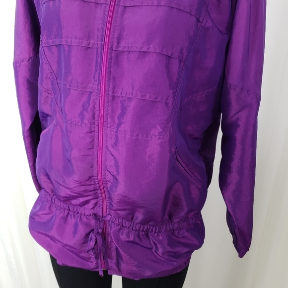 80s 90s Adidas Purple Iridescent Windbreaker Full Front Zip Jacket size Small - Picture 3 of 8